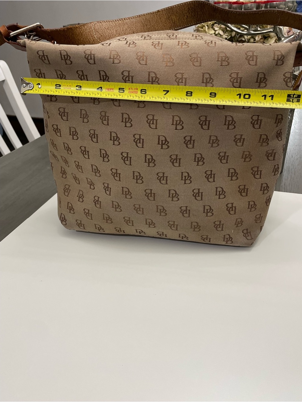 Dooney Bourke Monogram brown Shoulder Bag with Brown Leather Strap - Picture 4 of 12